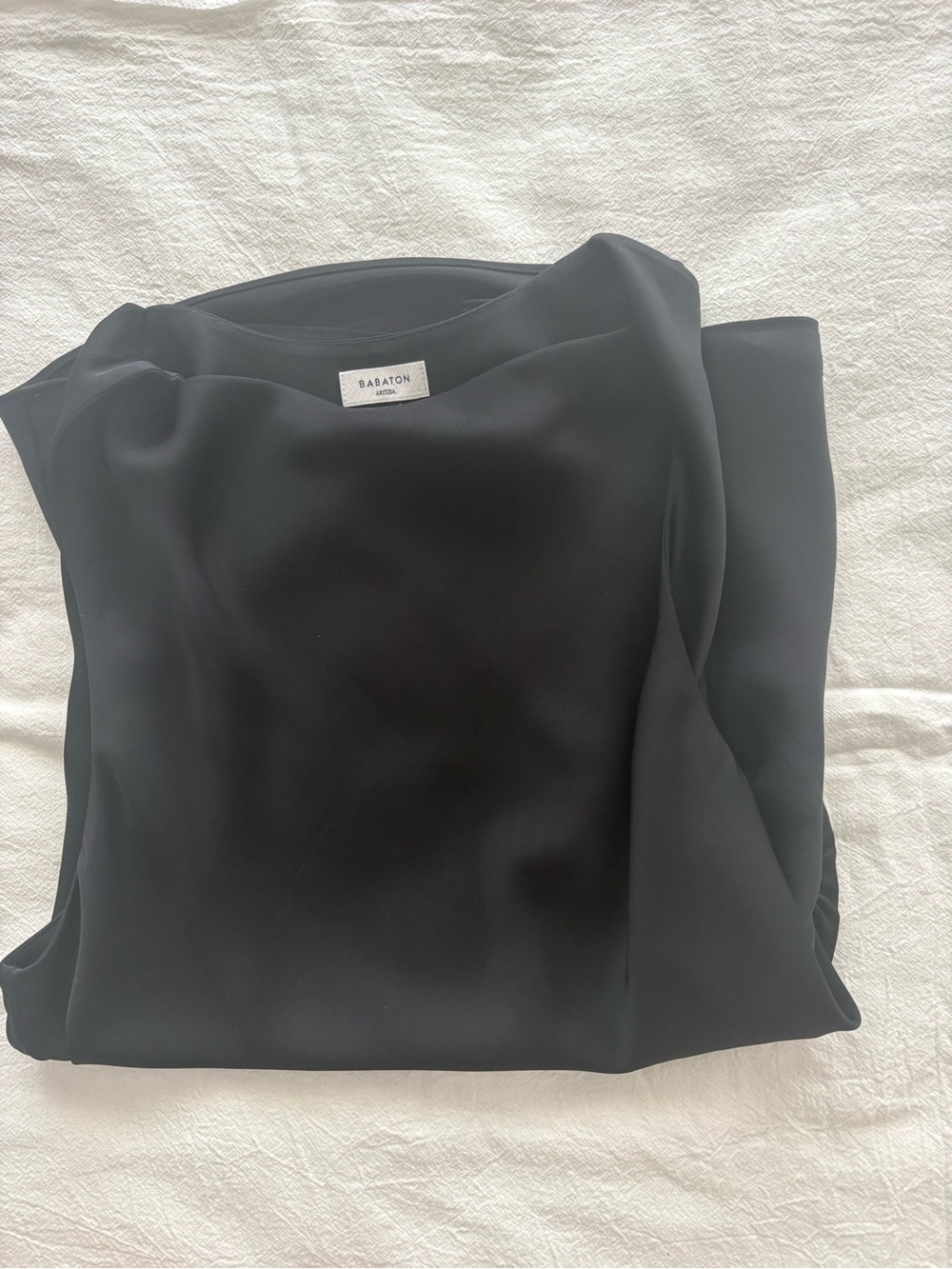 Aritzia Babaton Manuscript Black Satin Slip Top size Small